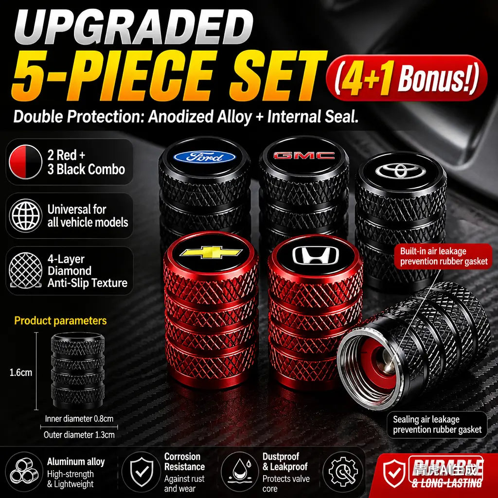 US Flag Knurled Aluminum Tire Valve Stem Caps, Anti-Rust Dustproof Leakproof Air Valve Covers, Corrosion Resistant Alloy Stem Caps for Car Truck SUV ATV Motorcycle Bike Heavy Duty Auto Mod Tire Air Protector Wheel Parts Universal Vehicle Accessories