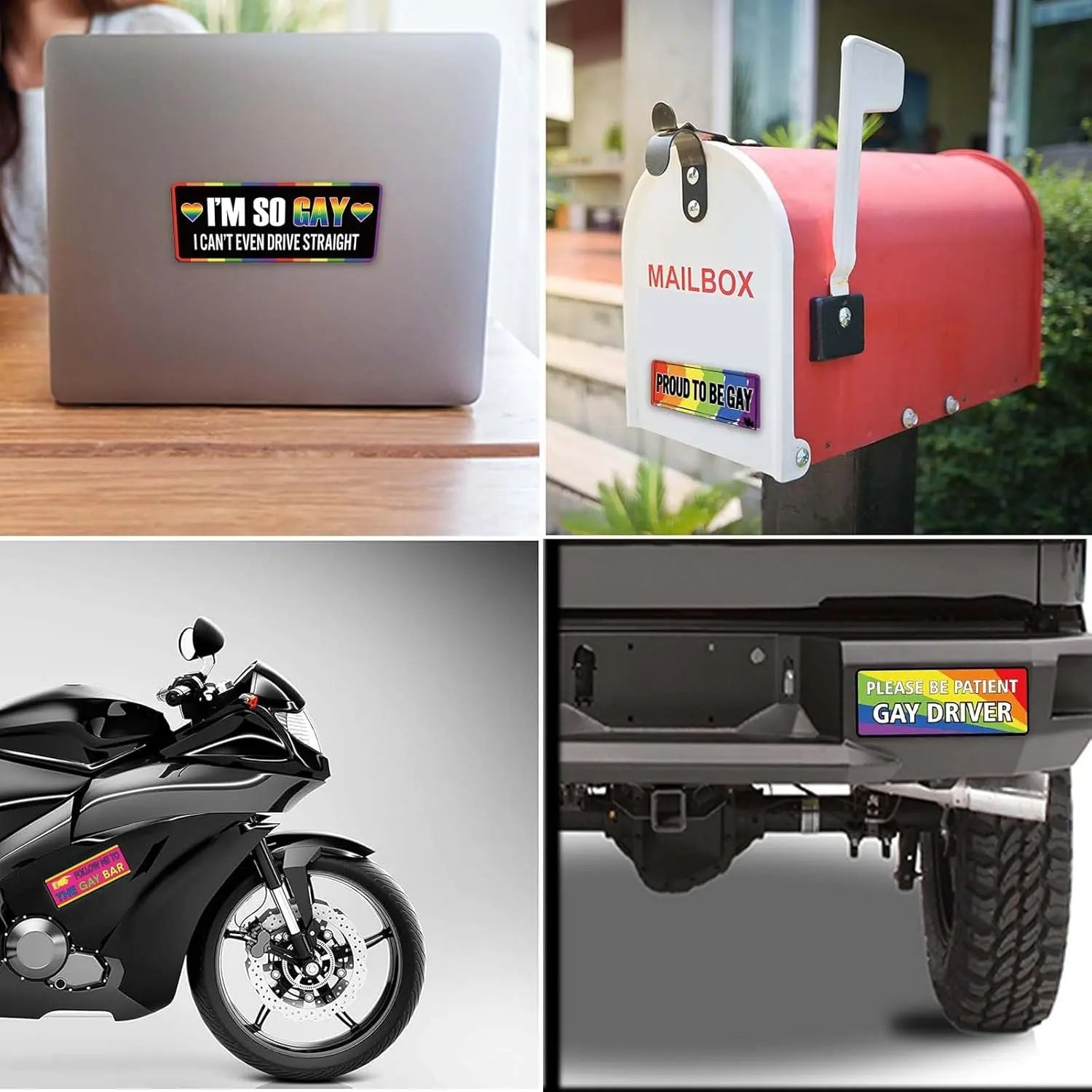 Pride Rainbow Magnet Bumper Stickers – Reusable Funny Car Magnets 7.8 X 3.1 Inches, Vehicle Accessories for Cars, Trucks & Fridge Decor