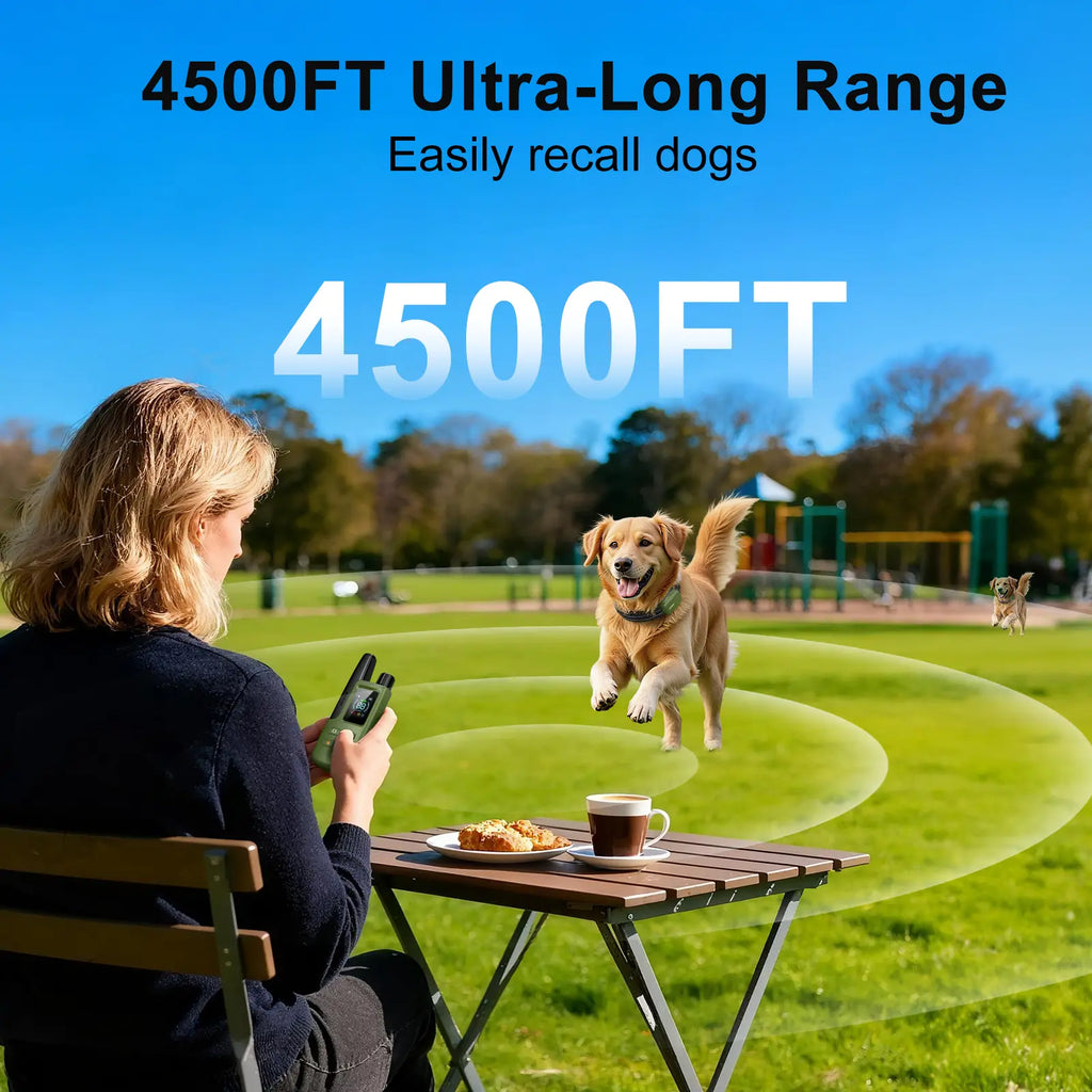 JUGBOW Dog Training Collar 4500FT Dog Training Behavior Aid, Remote IPX8 Waterproof with 4 Training Modes, Outdoor Rechargeable E-Collar DT61